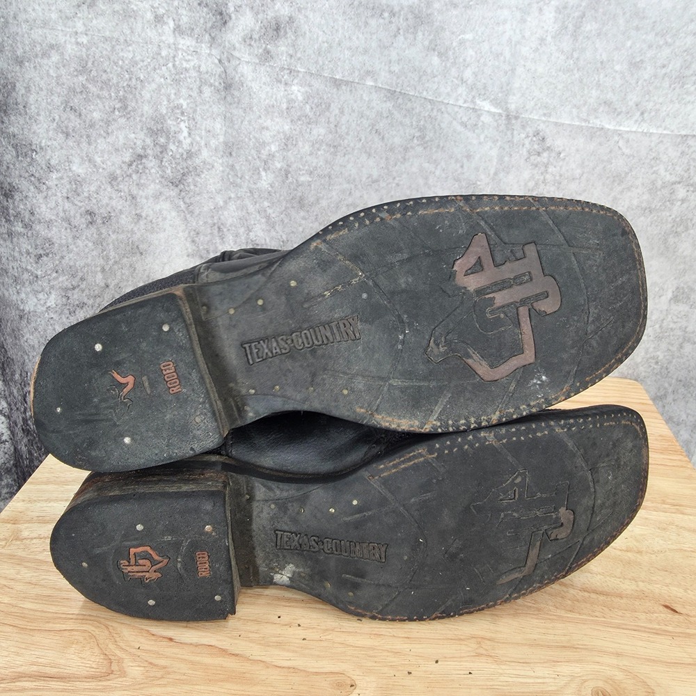 Texas Country Cowboy Boots Men 11 Black Stingray Leather Western Rodeo Will Onyx - Picture 11 of 12